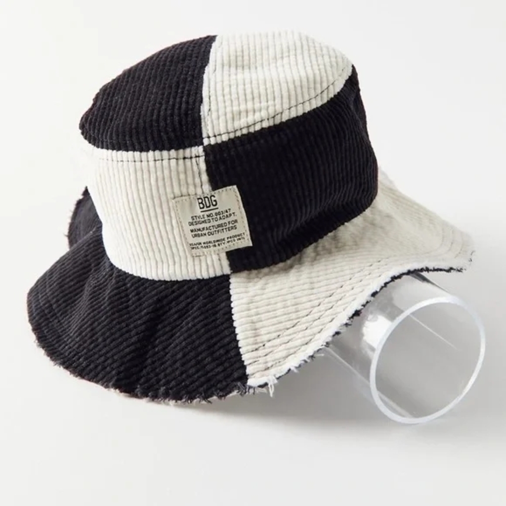 BDG Black and White Corduroy Bucket Hat
